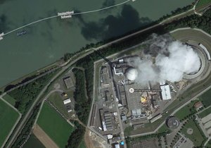 Luftbild Atomkraftwerk Leibstadt, Schweiz. Bild: google